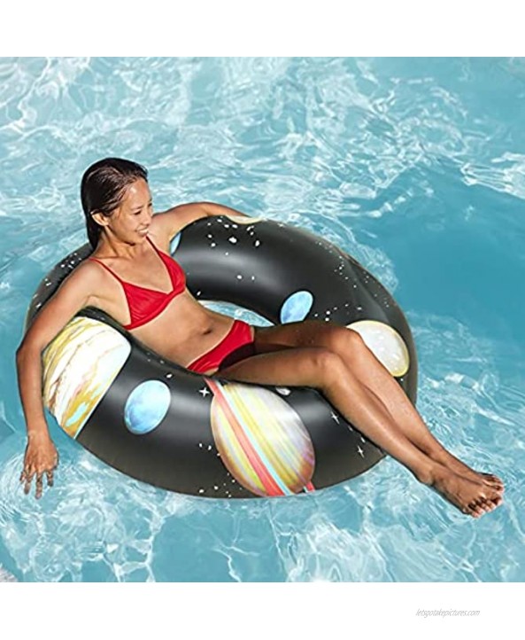 KERUITA Inflatable Swimming Ring Tube Floating Swimming Ring Beautiful Starry Sky Pattern Swimming Ring-Inflatable Tube Suitable for Children and Adults Water Toys Beach Party Supplies