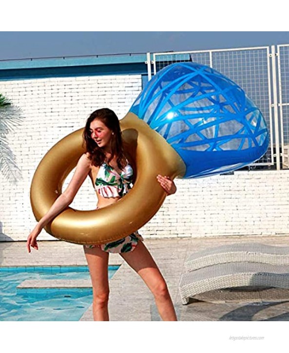 Linkidea Inflatable Diamond Ring Pool Floats Summer Swim Ring Swimming Circle Toy Water Ring Floating Bed for Adults with Drink Holder