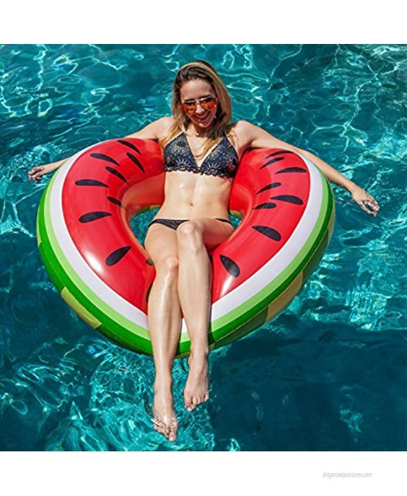 LRRH Giant 4 Foot Inflatable Watermelon Pool Ring Tube Float Fun Kids Swim Party Toy Summer Lounge Raft