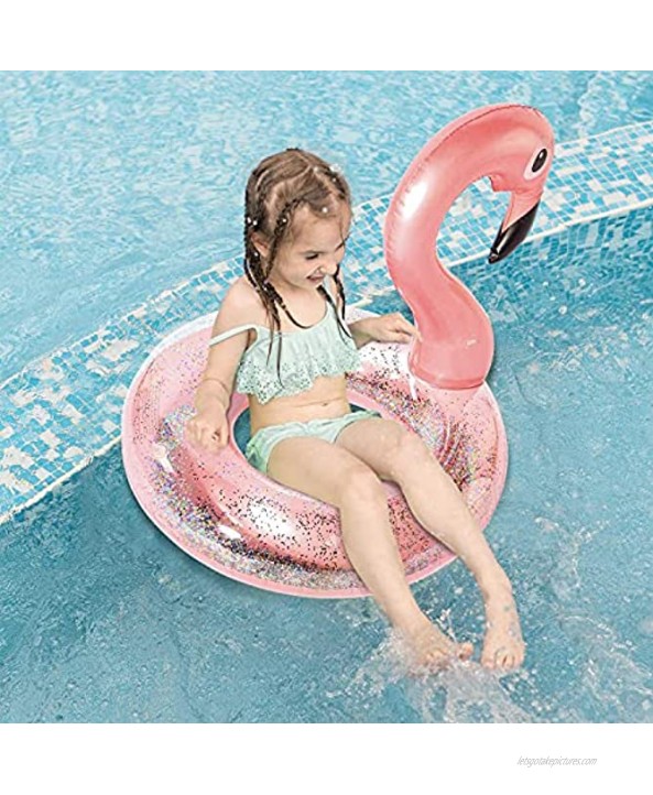 Parentswell Inflatable Flamingo&Unicorn Pool Floats Swim Tube Rings 2 Pack Inflatable Floaties Pool Tubes 46 Swimming Rings Fun Beach Summer Party Decoration Pool Lounge Toys for Kids & Adults
