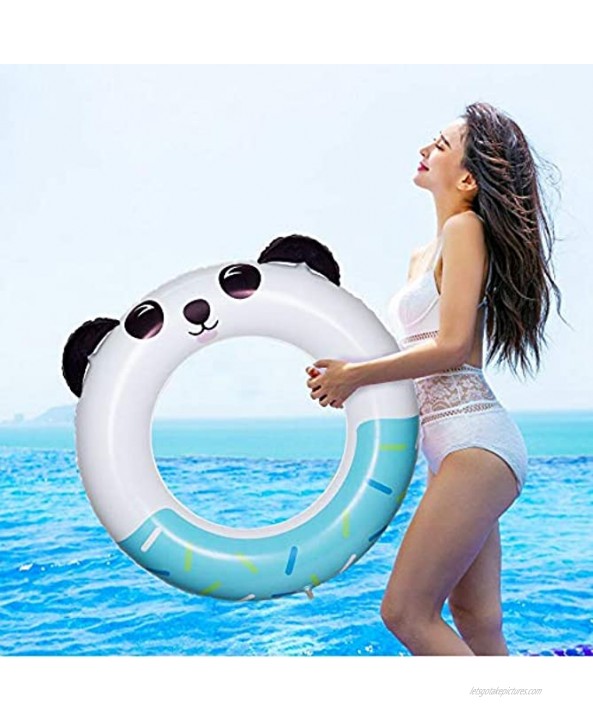 QUN FENG Pool Float Swim Ring Inflatable Pool Swimming Rounge Pool Float for Adults and Kids 8+ Years up Pool Floaties Outdoor Summer Panda Blue