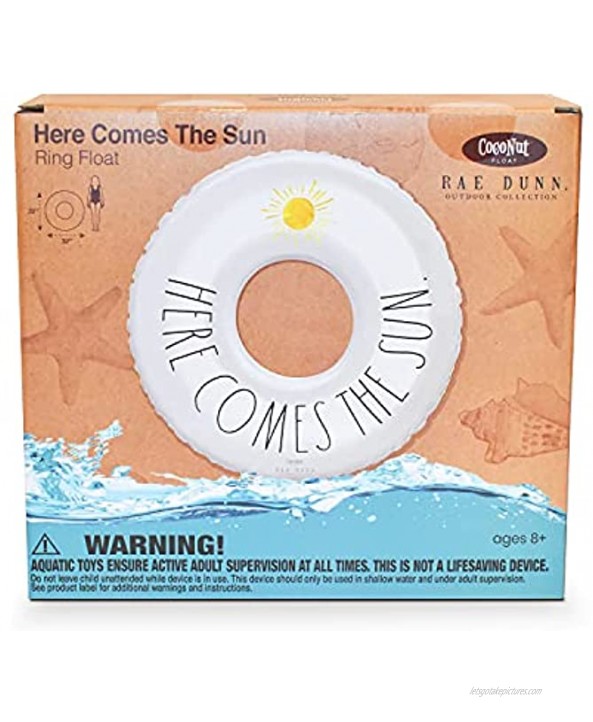 Rae Dunn Junior Ring Float by CocoNut Float 32 Inch Inflatable Raft & Durable Water Inner Tube Stable Ride-On for Summer Parties & Swim Events