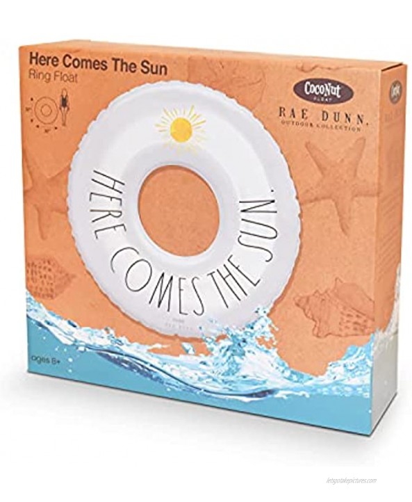 Rae Dunn Junior Ring Float by CocoNut Float 32 Inch Inflatable Raft & Durable Water Inner Tube Stable Ride-On for Summer Parties & Swim Events