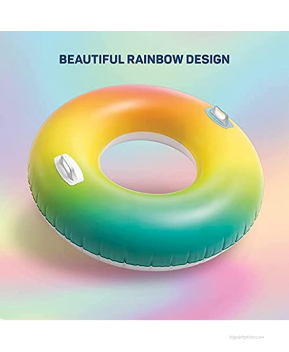 SEWANTA Swim Tubes with Handles Swimming Pool Floaters for Adults Inflatable 48 Color Whirl Tube Rainbow Color Inflatable Water Float Inflatables Pool Floats. Bundled Duckie.