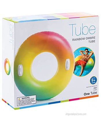 SEWANTA Swim Tubes with Handles Swimming Pool Floaters for Adults Inflatable 48" Color Whirl Tube Rainbow Color Inflatable Water Float Inflatables Pool Floats. Bundled Duckie.