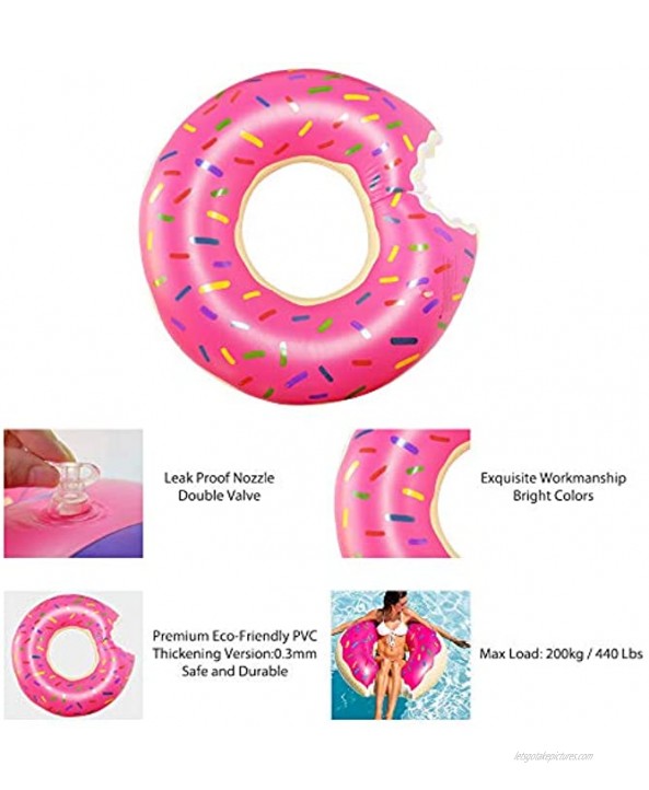 TORQPRO Donut Pool Floats Inflatable Adult Donut Raft Rings Swim Pool Party for 45.2 inch