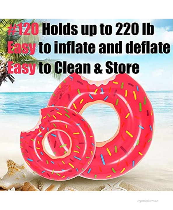 Yarssir Pool Float for Kids Adults Inflatable Pool Floaties Pool Tube Chocolate Strawberry Donut Swim Ring