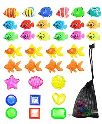 36 Pieces Bathroom Pool Toys Diving Toy Fish Diving Gems Underwater Swimming Pool Toys Set with Storage Bag Includes Diving Plastic Fish Dive Gem Diving Training Summer Fun Gift Set Bundle for Kids