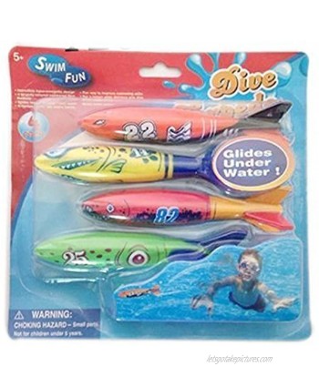 4 Pack Dive Rockets on Clipstrip Swim Fun Glides Under Water for Ages 5+