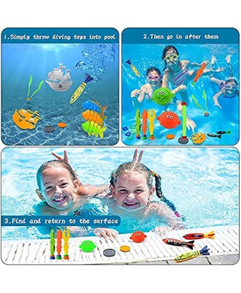 49pcs Diving Pool Toys Underwater Sinking Toys Summer Swimming Pool Game Sets Includes Diving Rings Sticks Bandits Diving Toy Balls Octopuses Fishes and Pirate Treasures for 8-12 Adult Kid Girl Boy
