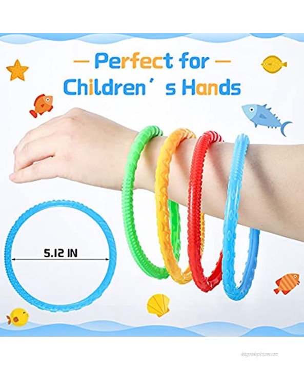 8 Pieces Colorful Water Diving Toys for Kids Underwater Fun Swimming Pool Dive Rings Training Accessory Learning Toy Grab Toy for Party Game 5.51 Inches