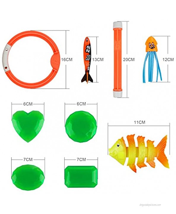 Anpro 16pcs Diving Pool Toys Set Dive Stick Toys for Kids Swimming Pools Toys Including 3 pcs Dive Sticks 3 pcs Dive Rings 3 pcs Toypedo Bandits Perfect for Children Over 5 Years Old