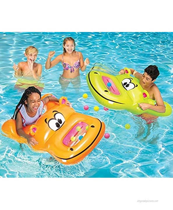 BANZAI Munch a Bunch Hippos Summer Fun Floatie Pool Party Toy Game for Social Kids & Teens