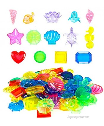 Carykon 45 Pcs Sinking Dive Gem Pool Toy Set Diving Toys Random Colors and Shapes