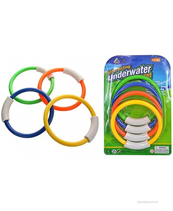 Dive Rings Swimming Pool Toy Rings 4 PCS Plastic Diving Ring Colorful Sinking Pool Rings Underwater Fun Toys For Kids Dive Training Dive & Retrieve