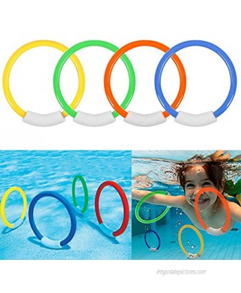 Dive Rings Swimming Pool Toy Rings 4 PCS Plastic Diving Ring Colorful Sinking Pool Rings Underwater Fun Toys For Kids Dive Training Dive & Retrieve