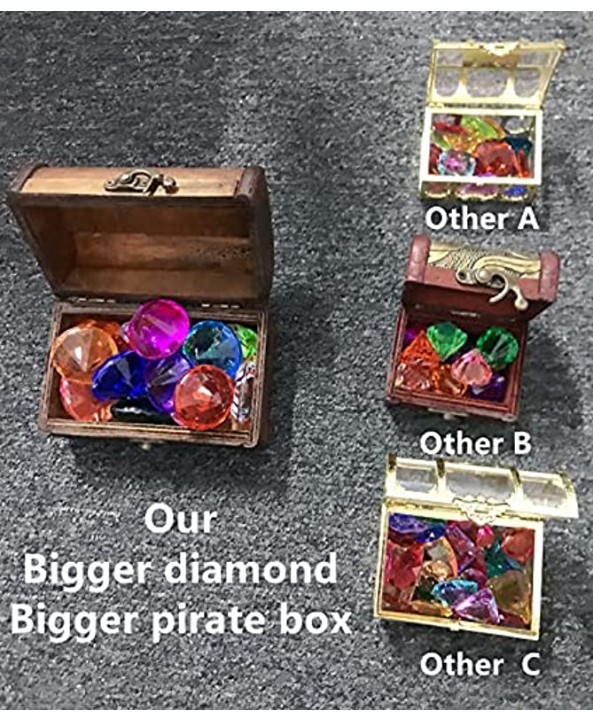 Diving Gem Pool Toy 15 Big Colorful Diamonds Set with Big Treasure Chest Pirate Box Underwater Gem Diving Toys Set Dive Throw Toy Set Swimming training Gift Toy for Summer Swimming Pool Party Supplies