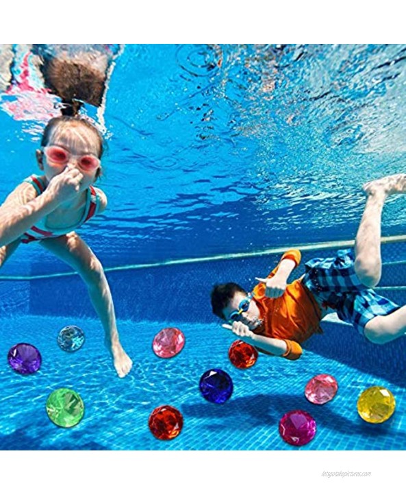 Diving Gem Pool Toy 6 Big Colorful Diamonds Set with Treasure Pirate Box Summer Swimming Gem Diving Toys Set Dive Throw Toy Set Underwater Swimming Toy for Pool Use Treasures Gift Sets golden
