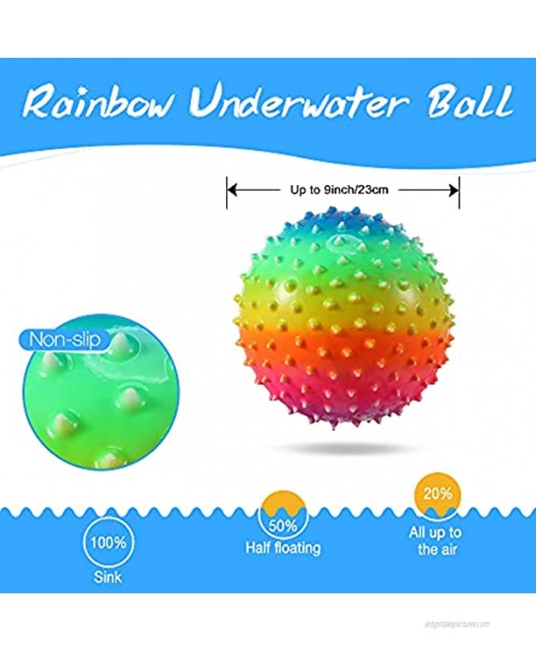 Enhon Swimming Pool Toy Balls Rainbow Anti Slip Underwater Pool Game Balls Under Water Swimming Passing Dribbling Diving Accessories for Teens and Adults Water Filling Hose Adapter Included