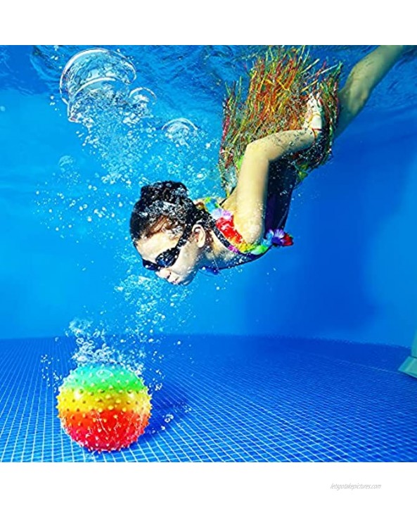 Enhon Swimming Pool Toy Balls Rainbow Anti Slip Underwater Pool Game Balls Under Water Swimming Passing Dribbling Diving Accessories for Teens and Adults Water Filling Hose Adapter Included