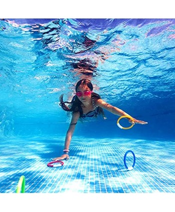 FULLSEXY Underwater Swimming Pool Diving Rings Diving Sticks Toys for Kids Gift Set Training Dive Rings Sticks Toys for Learning to Swim A1