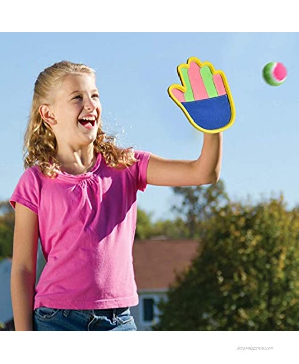 FUN LITTLE TOYS Sports Outdoor Games Set with Scoop Ball Toss Toss and Catch Games Tennis Racket Sports Toy Slingshot Rocket Copters Water Toys for Kids 17 Pieces