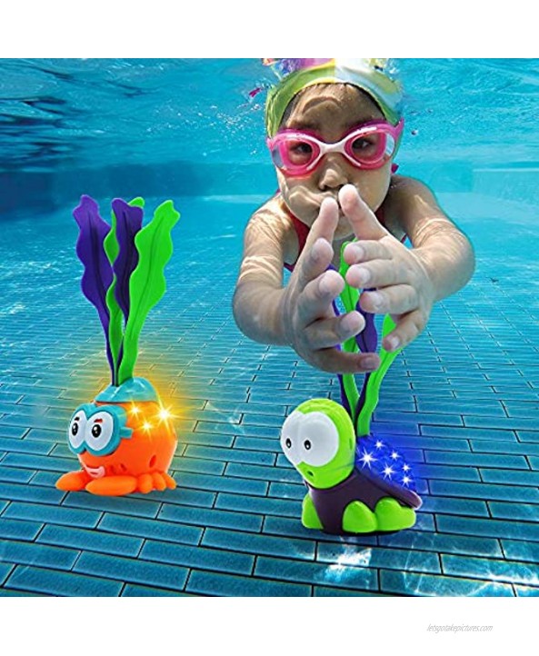 JOYIN Light-up Diving Pool Toys Set Includes 3 Diving Toy Animals