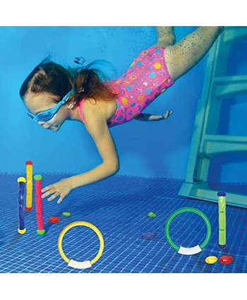 JOYIN Underwater Swimming Diving Pool Toy Rings 4 Sticks 4 Toypedo Bandits4 Pcs with Under Water Treasures Gift Set Bundle