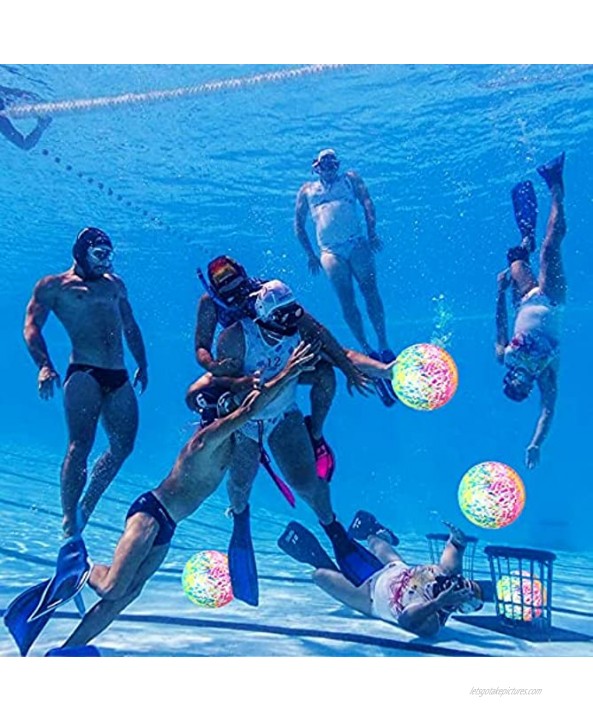 Pool Toys Ball for Teens and Adults Pool Float Toys Ball Underwater Game Swimming Accessories Pool Ball 9 Inch Inflatable Pool Balls with Hose Adapter for Diving and Pool Games Water Color