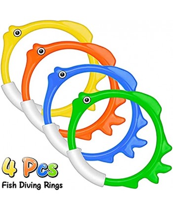 Pool Toys for Kids Toddler Pool Games with Toy Fish Rings 4 Pcs Diving Sticks 4 Pcs Toy Fish 3 Pcs Pool Toy Plants 3 Pcs & Pool Gems 12 Pcs Swimming  Diving Toys