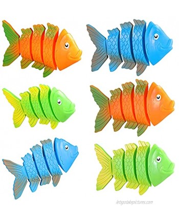 Skylety 6 Pieces Sinking Fish-Shaped Swim Toys Pool Diving Toys Underwater Sinking Swimming Pool Toy for Teens