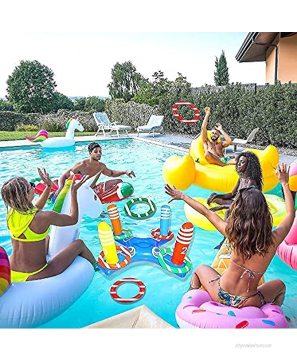 Swimming Pool Games Upgrade Inflatable Pool Rings Toss with Inflatable Drink Holder Outdoor Battle Games Pools & Hot Tub Games for Adults and Family Pool Inflatable Toys Party Favors