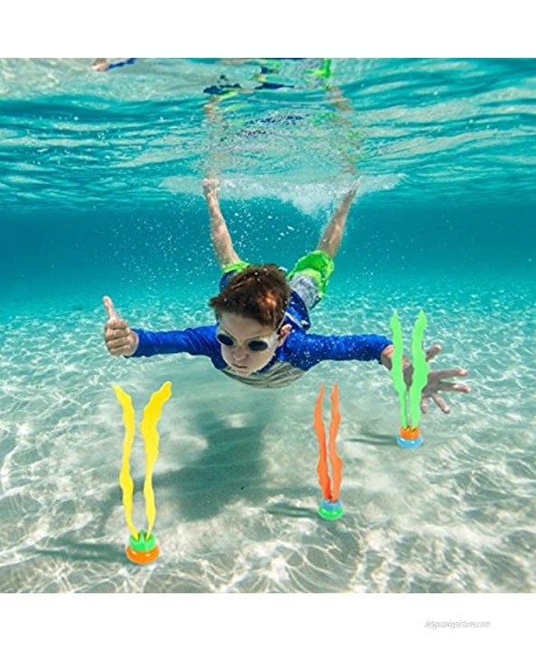 UNEEDE 26PCS Diving Pool Toys Underwater Swimming Pool Toys Including 4 Diving Rings 4 Toypedo Bandits 3 Stringy Octopus 3 Diving Fish and 12 Treasures Gift Set for Kids Ages 3 Years and Up