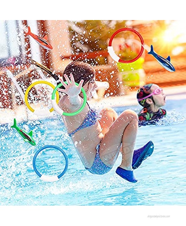 UNEEDE 26PCS Diving Pool Toys Underwater Swimming Pool Toys Including 4 Diving Rings 4 Toypedo Bandits 3 Stringy Octopus 3 Diving Fish and 12 Treasures Gift Set for Kids Ages 3 Years and Up