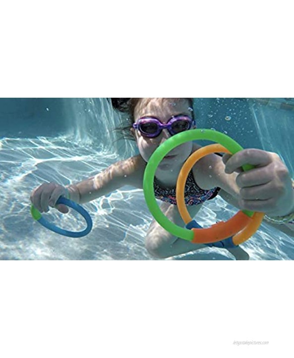 Water Sports Lighted Dive Rings | Fun Underwater Swimming Pool Toys for Kids Assorted 8 x 7
