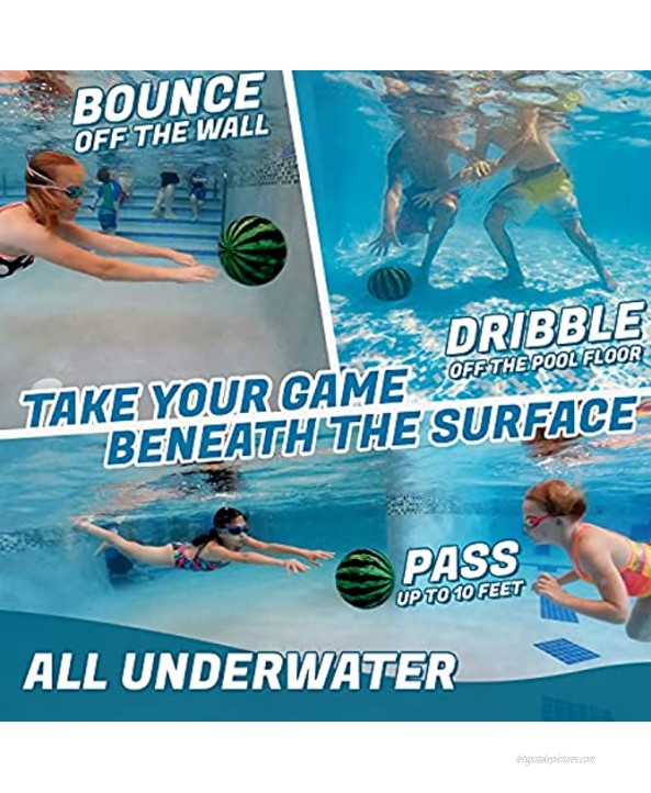 Watermelon Ball – The Ultimate Swimming Pool Game | Pool Ball for Under Water Passing Dribbling Diving and Pool Games for Teens Kids or Adults | 9 in. Ball Fills with Water