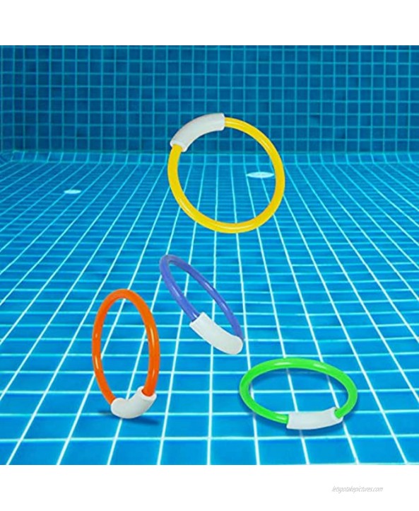 YHmall 4 Pack Pool Diving Toys Water Swimming Pool Diving Rings Toys for Kids Colorful Easy to Find and Grab