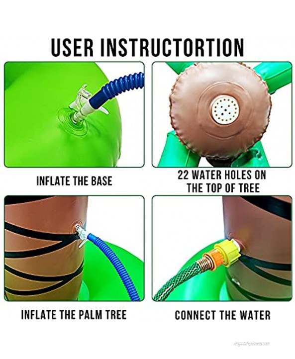 61 Inflatable Palm Tree Backyard Sprinkler Toy for Kid Spray Water Pool Toy Inflatable Water Park Outdoor Hawaiian Party Coconut Tree for Lawn Splash Sprinkler for Toddlers Backyard Beach Games Toys