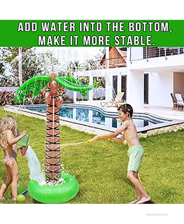 61 Inflatable Palm Tree Backyard Sprinkler Toy for Kid Spray Water Pool Toy Inflatable Water Park Outdoor Hawaiian Party Coconut Tree for Lawn Splash Sprinkler for Toddlers Backyard Beach Games Toys