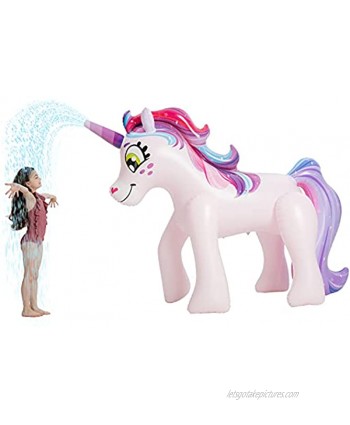63" Infaltable Unicorn Sprinkler for Kids and Adults Outdoor Water Toys Large Inflatable Water Sprinkler Summer Lawn-Backyard-Garden Sprinkler Summer Fun Activities