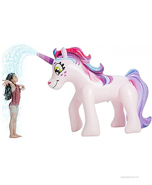 63 Infaltable Unicorn Sprinkler for Kids and Adults Outdoor Water Toys Large Inflatable Water Sprinkler Summer Lawn-Backyard-Garden Sprinkler Summer Fun Activities