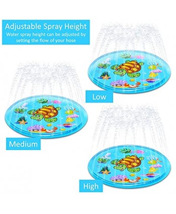68” Sprinkler Pad for Kids HouLight Splash Pad Sprinkler for Toddlers Kiddie Pool Outdoor Games Water Mat Toys Inflatable Water Toys “Ocean Lives” Wading Swimming Pool for Boys and Girls