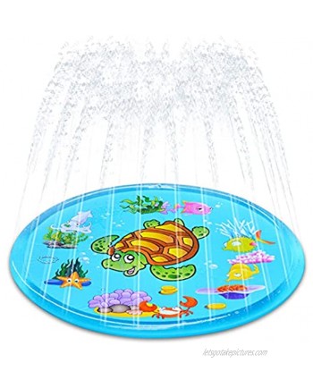 68” Sprinkler Pad for Kids HouLight Splash Pad Sprinkler for Toddlers Kiddie Pool Outdoor Games Water Mat Toys Inflatable Water Toys “Ocean Lives” Wading Swimming Pool for Boys and Girls