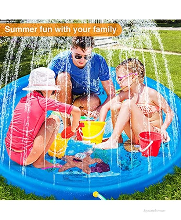70 Splash Pad Sprinkler for Kids Toddlers,Outdoor Water Play Toys Wading Pool,Cartoon Animals Design Splash Play Mat,Summer Gifts for Baby Toddler Girls and Boys Age 1 2 3 4 5 6 7 8 9.