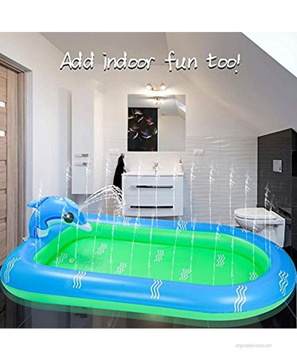 Ankuka Inflatable Sprinkler Pool Family Swimming Kiddie Pool Outdoor Backyard Water Play Splash Pad Wading Pool Summer Fun Toys for Kids Children DogsLarge:67 inch 43 inch