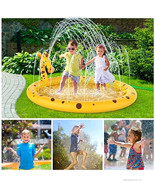 AOLUXLM Kids Sprinkler Splash Pad 67”Outdoor Summer Pad Toys Sprinkler Pad for Toddlers Girls Pool Toys for 3 4 5 6 Year Old Kids