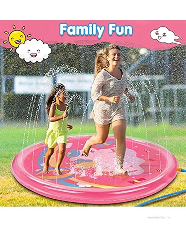 Aywewii Splash Pad Sprinkler for Kids Outdoor Play Inflatable Summer Outdoor Water Splash Pad for Toddlers Baby Outside Water Play Mat for 3-12 Years Old Children Boys Girls