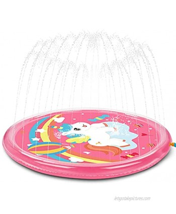 Aywewii Splash Pad Sprinkler for Kids Outdoor Play Inflatable Summer Outdoor Water Splash Pad for Toddlers Baby Outside Water Play Mat for 3-12 Years Old Children Boys Girls