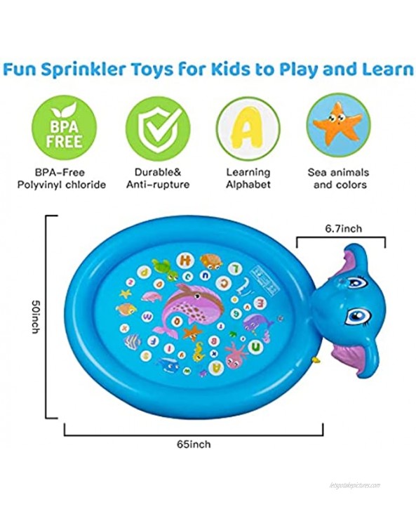 BATURU Kiddie Toddler Pool Baby Splash Pad for Toddlers 3-in-1 Sprinkler for Kids Outdoor Water Toys for Kids Ages 4-8 in Backyard Outside