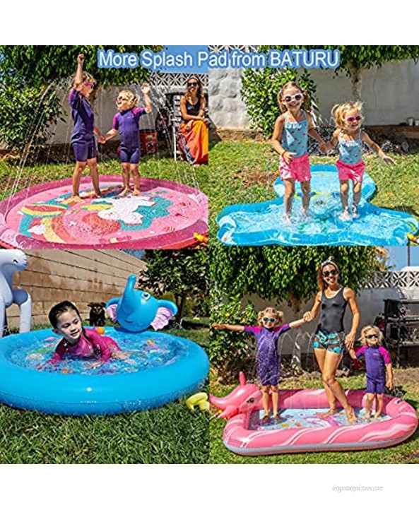 BATURU Kiddie Toddler Pool Baby Splash Pad for Toddlers 3-in-1 Sprinkler for Kids Outdoor Water Toys for Kids Ages 4-8 in Backyard Outside